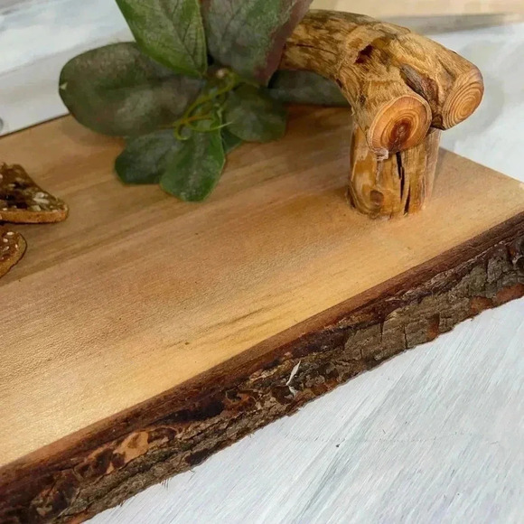 Charcuterie board. Live Edge MAPLE. CUSTOM MADE. BRANCH HANDLES, OILED FOOD SAFE - Picture 6 of 13
